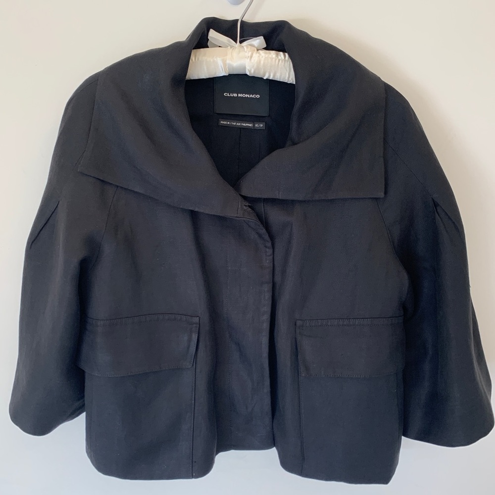 Vintage Club Monaco black linen jacket, sz XS